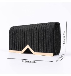 Fashion Clutch Women Evening Bags for Wallets Wedding Formal Prom Vertical bar Folding cloth Handbag purse Black-1 $10.87 Eve...