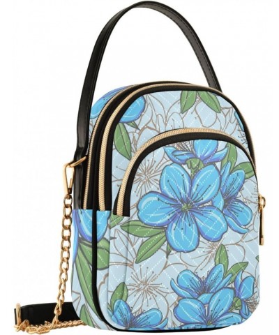 Blue Flowers Design Crossbody Bags Shoulder Bag for Women Stylish Ladies Messenger Bags Cell Phone Purse and Handbags Wallet ...