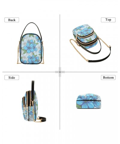 Blue Flowers Design Crossbody Bags Shoulder Bag for Women Stylish Ladies Messenger Bags Cell Phone Purse and Handbags Wallet ...