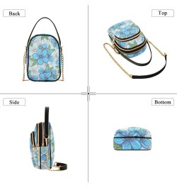 Blue Flowers Design Crossbody Bags Shoulder Bag for Women Stylish Ladies Messenger Bags Cell Phone Purse and Handbags Wallet ...