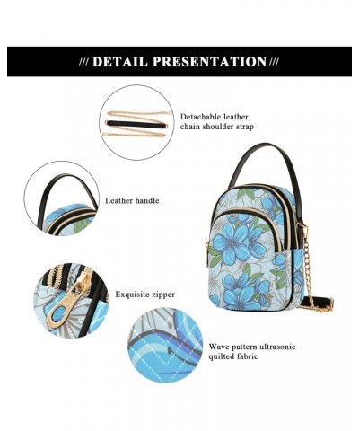 Blue Flowers Design Crossbody Bags Shoulder Bag for Women Stylish Ladies Messenger Bags Cell Phone Purse and Handbags Wallet ...