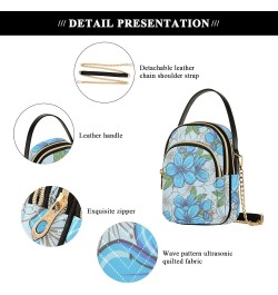 Blue Flowers Design Crossbody Bags Shoulder Bag for Women Stylish Ladies Messenger Bags Cell Phone Purse and Handbags Wallet ...