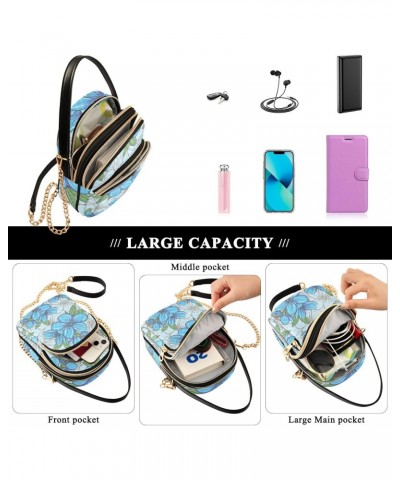 Blue Flowers Design Crossbody Bags Shoulder Bag for Women Stylish Ladies Messenger Bags Cell Phone Purse and Handbags Wallet ...