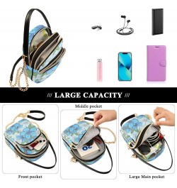 Blue Flowers Design Crossbody Bags Shoulder Bag for Women Stylish Ladies Messenger Bags Cell Phone Purse and Handbags Wallet ...