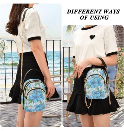 Blue Flowers Design Crossbody Bags Shoulder Bag for Women Stylish Ladies Messenger Bags Cell Phone Purse and Handbags Wallet ...