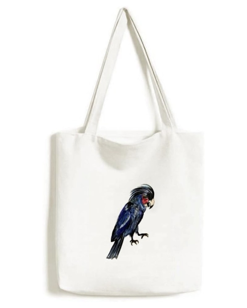 Deep Blue Parrot Bird Tote Canvas Bag Shopping Satchel Casual Handbag $16.42 Totes