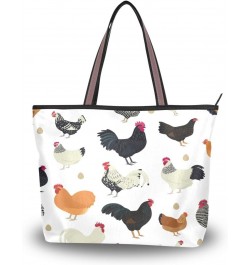 Chicken Breeds Seamless Women Tote Bag Handbag Large Capacity Shoulder Bags $11.79 Shoulder Bags