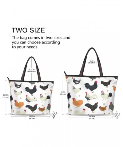 Chicken Breeds Seamless Women Tote Bag Handbag Large Capacity Shoulder Bags $11.79 Shoulder Bags