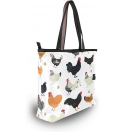 Chicken Breeds Seamless Women Tote Bag Handbag Large Capacity Shoulder Bags $11.79 Shoulder Bags