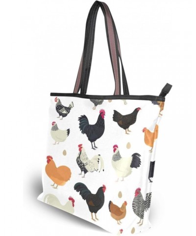 Chicken Breeds Seamless Women Tote Bag Handbag Large Capacity Shoulder Bags $11.79 Shoulder Bags