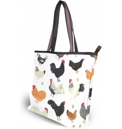 Chicken Breeds Seamless Women Tote Bag Handbag Large Capacity Shoulder Bags $11.79 Shoulder Bags