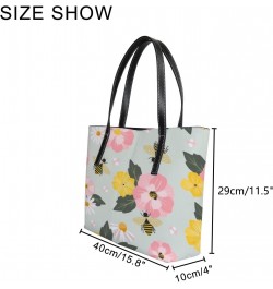 Shoulder Bag Tote Bags for Women Flowers Honey Bees Farmhouse Leather Shopper Work Handbags Large Casual Bag $24.83 Totes