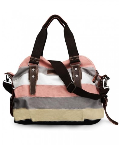 Canvas Handbag Multi-Color Striped Lattice Cross Body Shoulder Purse Bag Tote-Handbag for Women Multi Color C $14.81 Shoulder...