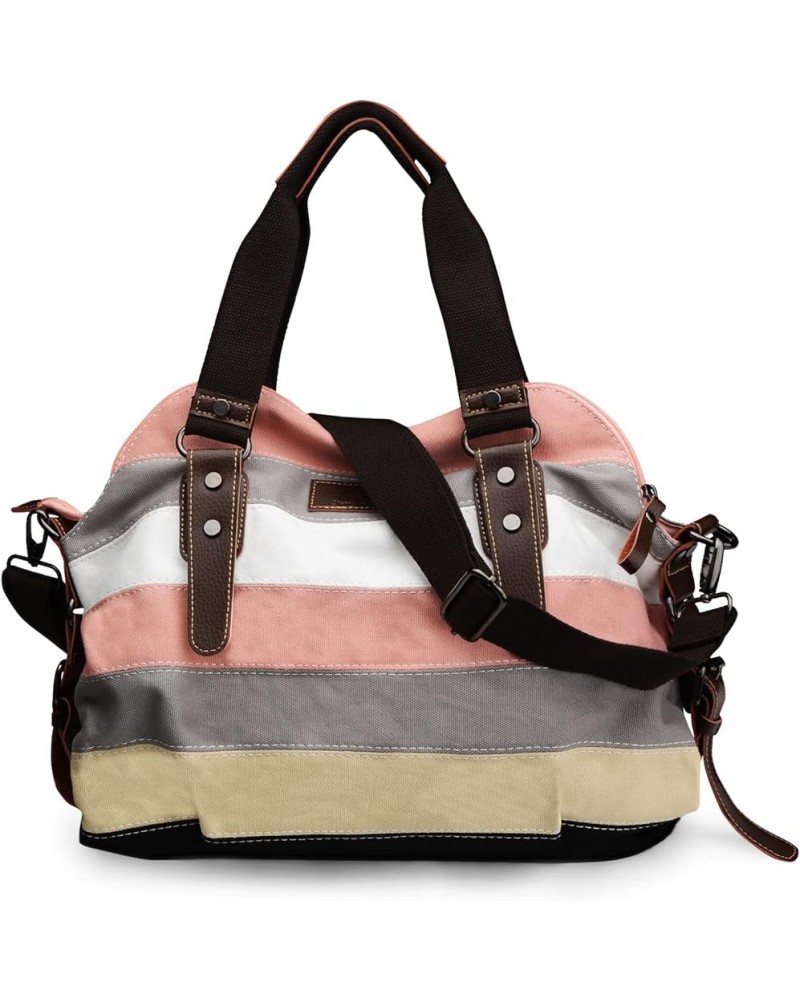 Canvas Handbag Multi-Color Striped Lattice Cross Body Shoulder Purse Bag Tote-Handbag for Women Multi Color C $14.81 Shoulder...