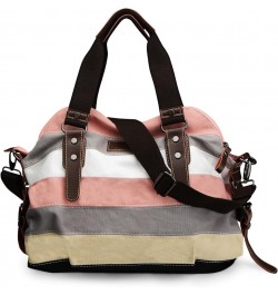 Canvas Handbag Multi-Color Striped Lattice Cross Body Shoulder Purse Bag Tote-Handbag for Women Multi Color C $14.81 Shoulder...