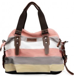 Canvas Handbag Multi-Color Striped Lattice Cross Body Shoulder Purse Bag Tote-Handbag for Women Multi Color C $14.81 Shoulder...