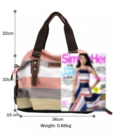 Canvas Handbag Multi-Color Striped Lattice Cross Body Shoulder Purse Bag Tote-Handbag for Women Multi Color C $14.81 Shoulder...