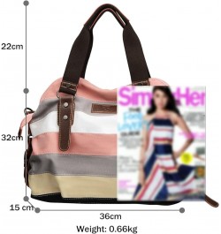 Canvas Handbag Multi-Color Striped Lattice Cross Body Shoulder Purse Bag Tote-Handbag for Women Multi Color C $14.81 Shoulder...