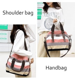 Canvas Handbag Multi-Color Striped Lattice Cross Body Shoulder Purse Bag Tote-Handbag for Women Multi Color C $14.81 Shoulder...