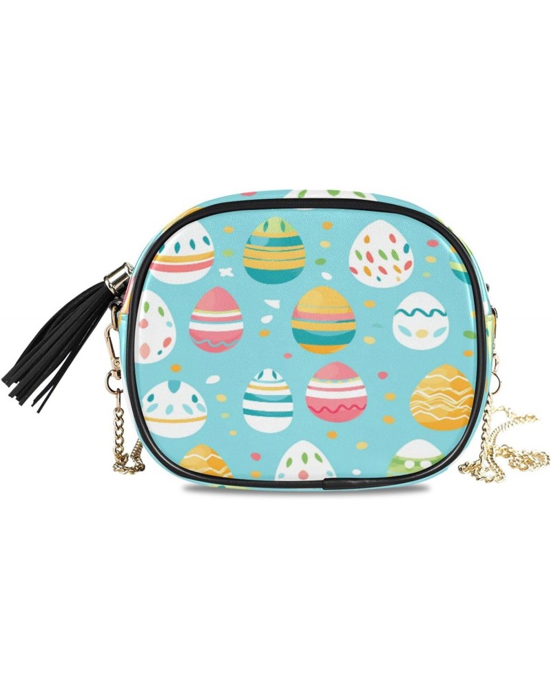 Crossbody Purse Small Crossbody Bags Shoulder Handbags Easter Blue Yellow Eggs for Women $13.49 Shoulder Bags