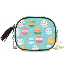 Crossbody Purse Small Crossbody Bags Shoulder Handbags Easter Blue Yellow Eggs for Women $13.49 Shoulder Bags