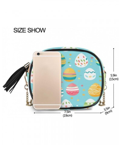 Crossbody Purse Small Crossbody Bags Shoulder Handbags Easter Blue Yellow Eggs for Women $13.49 Shoulder Bags