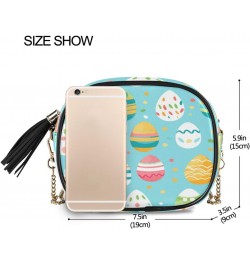 Crossbody Purse Small Crossbody Bags Shoulder Handbags Easter Blue Yellow Eggs for Women $13.49 Shoulder Bags