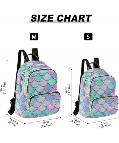 Mini Backpack for Women, Colorful Mermaid Fish Scale Pattern Travel Backpack Purse for Ladies, Small Bookbag Daypack Shoulder...