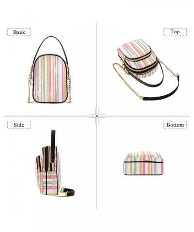 Abstract Colorful Blossoms Single Shoulder Handbags Leather Phone Pouch Bag Small Quilted Girls Wallet Purse Stripe Vertical ...