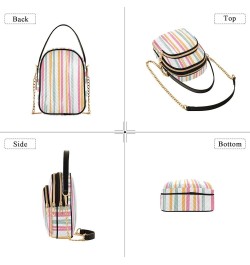 Abstract Colorful Blossoms Single Shoulder Handbags Leather Phone Pouch Bag Small Quilted Girls Wallet Purse Stripe Vertical ...