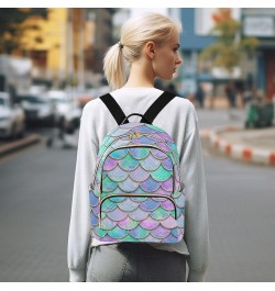 Mini Backpack for Women, Colorful Mermaid Fish Scale Pattern Travel Backpack Purse for Ladies, Small Bookbag Daypack Shoulder...