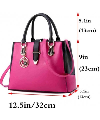 Purses and Handbags for Women Stitching Tote Hobo Satchel PU Top-handle Shoulder Crossbody Bag with Pendant Rose $24.19 Totes