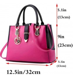 Purses and Handbags for Women Stitching Tote Hobo Satchel PU Top-handle Shoulder Crossbody Bag with Pendant Rose $24.19 Totes