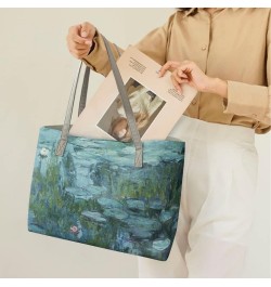 Women's Van Gogh Art 3D Print PU Leather Large Shoulder Bag Satchel Handbags Tote Bags Monet Water Lily $19.27 Totes