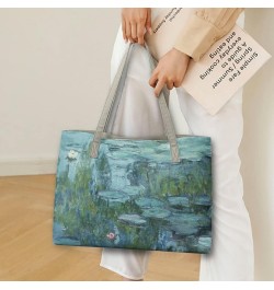 Women's Van Gogh Art 3D Print PU Leather Large Shoulder Bag Satchel Handbags Tote Bags Monet Water Lily $19.27 Totes