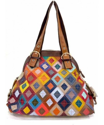 3D Flower Colorful Patchwork Hobo Purse Leather Handbag Colorful Designer Shoulder Bag Travel Work Crossbody Satchels Multico...