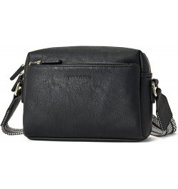 Small Crossbody Purse for Women Triple Zip Cell Phone Leather Handbag with Colored Shoulder Strap Black $13.80 Crossbody Bags