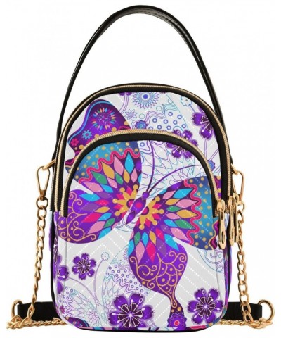 Vintage Butterflies and Flowers Design Crossbody Bags Shoulder Bag for Women Stylish Ladies Messenger Bags Cell Phone Purse a...