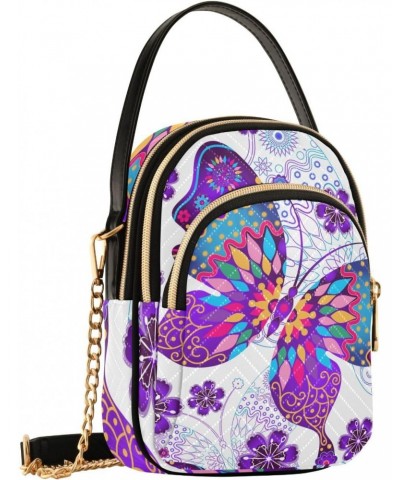 Vintage Butterflies and Flowers Design Crossbody Bags Shoulder Bag for Women Stylish Ladies Messenger Bags Cell Phone Purse a...