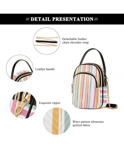 Abstract Colorful Blossoms Single Shoulder Handbags Leather Phone Pouch Bag Small Quilted Girls Wallet Purse Stripe Vertical ...