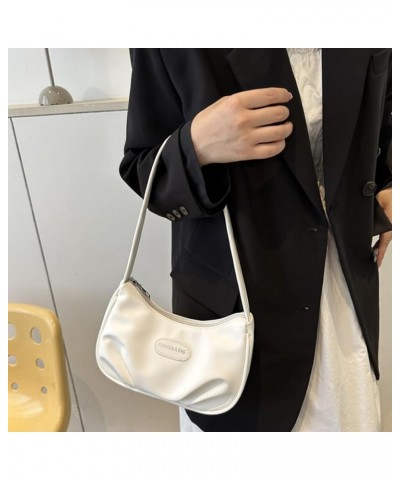 Pleated Crescent Bags Handbags Shoulder Bags for Women Carry Bag Lady Purse Underarm Bag Trendy Armpit Bag Fashion Bag White ...