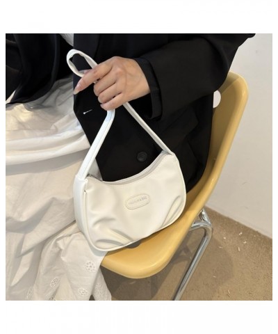 Pleated Crescent Bags Handbags Shoulder Bags for Women Carry Bag Lady Purse Underarm Bag Trendy Armpit Bag Fashion Bag White ...