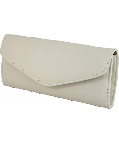 Womens Clutch Bag Purse Wedding Formal Evening Solid Classic Style Handbag Ivory Faux Leather $22.35 Evening Bags