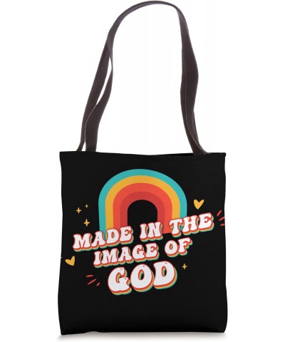 Made in the image of God - Cute Christian Groovy Rainbow Tote Bag $14.07 Totes