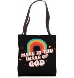 Made in the image of God - Cute Christian Groovy Rainbow Tote Bag $14.07 Totes