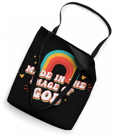 Made in the image of God - Cute Christian Groovy Rainbow Tote Bag $14.07 Totes