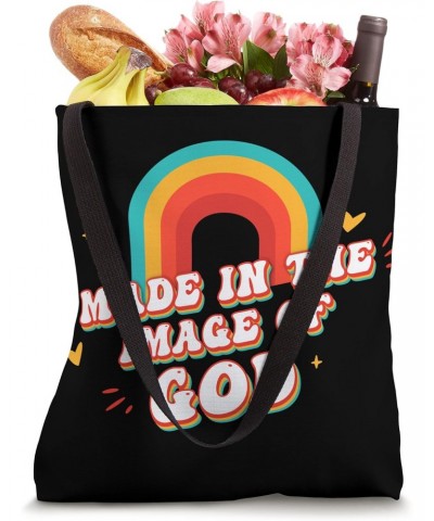 Made in the image of God - Cute Christian Groovy Rainbow Tote Bag $14.07 Totes