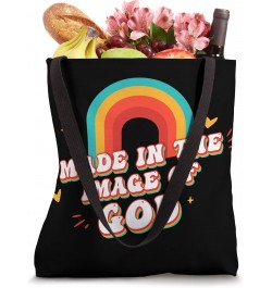 Made in the image of God - Cute Christian Groovy Rainbow Tote Bag $14.07 Totes