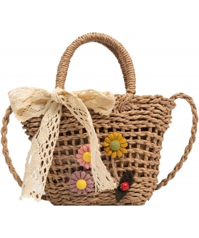 Ladies Lace Messenger Shoulder Bag Woven Bag, Bohemian Flowers Cute Mini Handbag Brown $12.45 Shoulder Bags