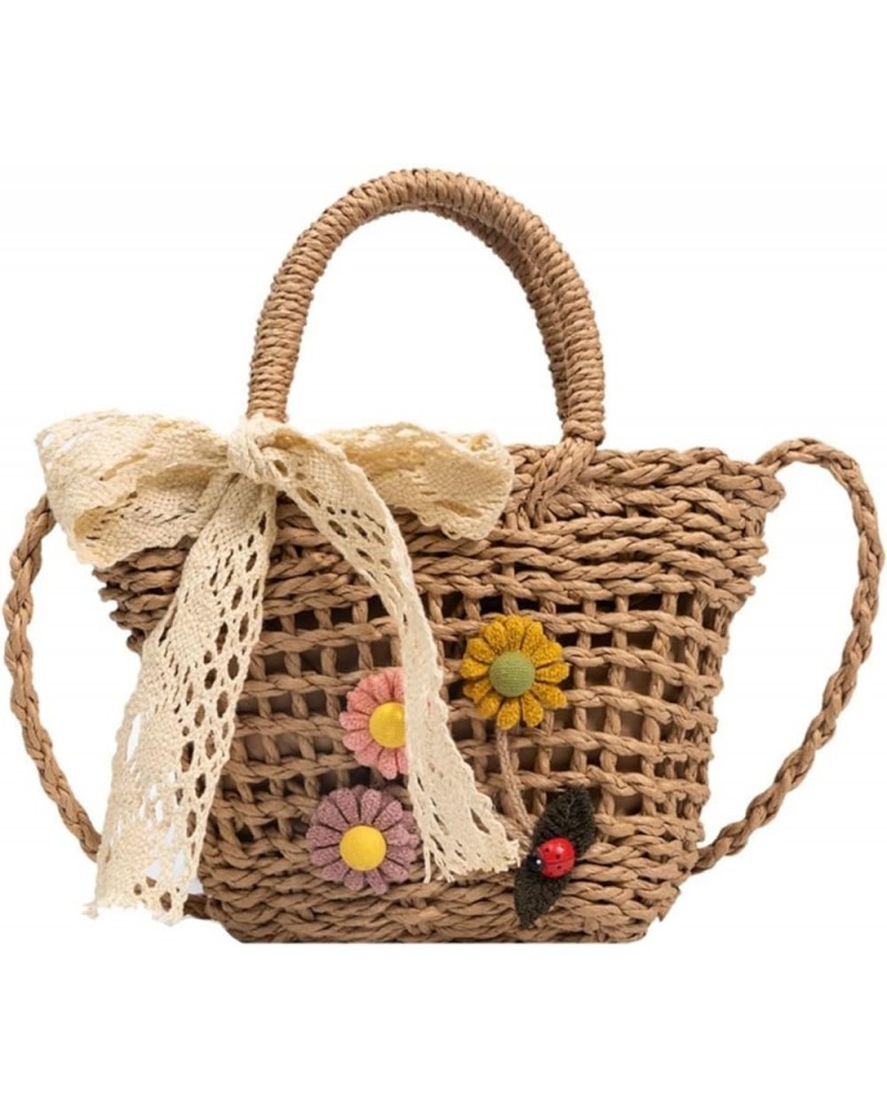 Ladies Lace Messenger Shoulder Bag Woven Bag, Bohemian Flowers Cute Mini Handbag Brown $12.45 Shoulder Bags